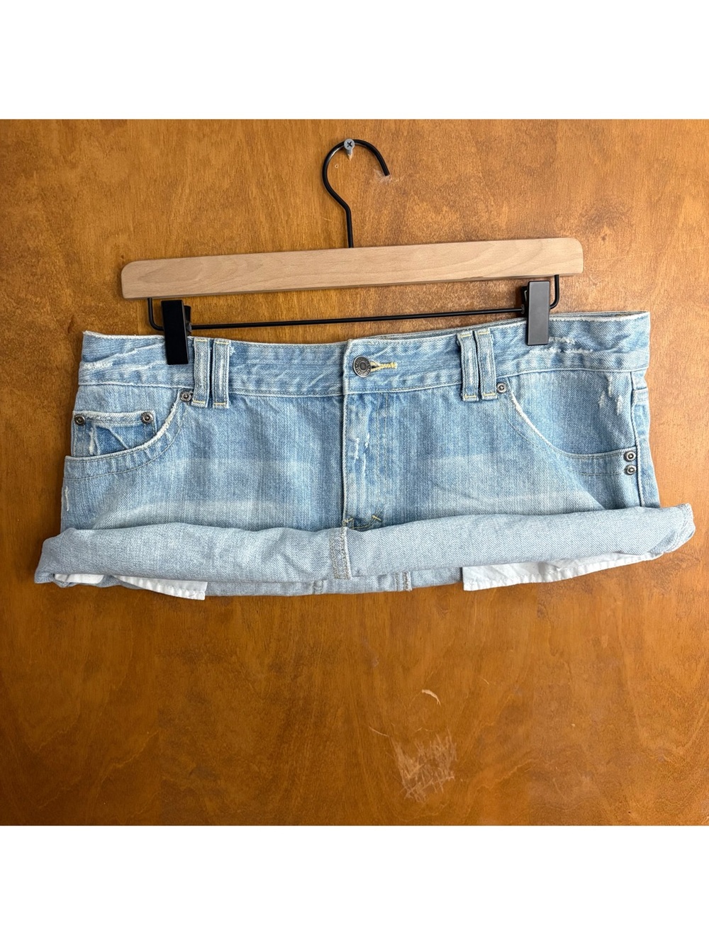 Y2K Aeropostale Vintage Blue Denim Micro Mini Skirt Jean Embroidered Low Rise